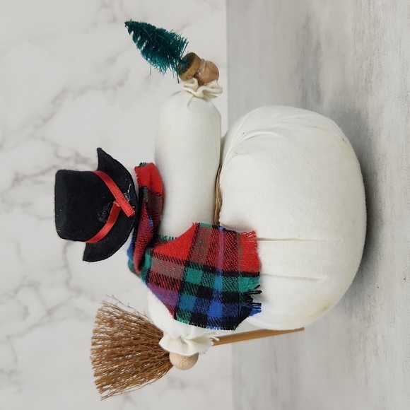 Tabletop Stuffed Snowman Doll with Top Hat and Scarf Winter Christmas Decor - Picture 6 of 11